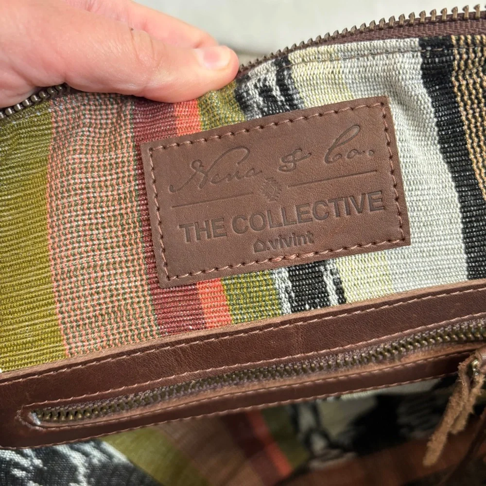 Nena & Co. Brown Leather Tote purse‎ the perfect bag the collective logo